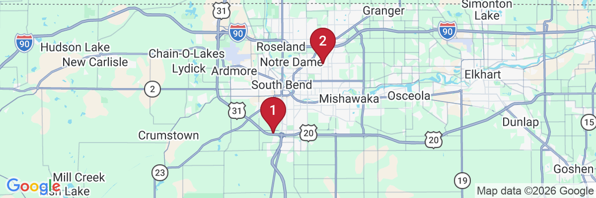 Map showing facility locations