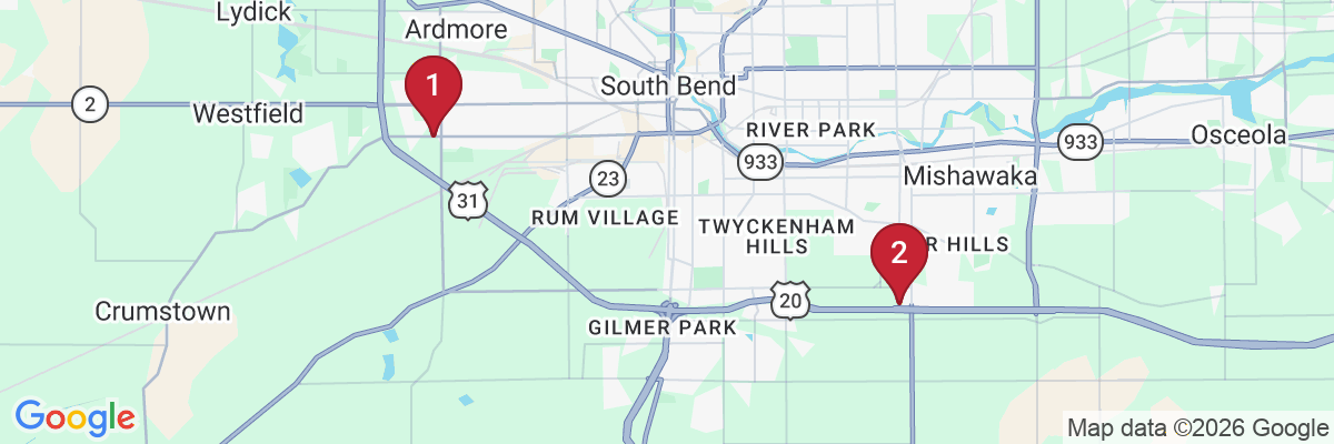 Map showing facility locations