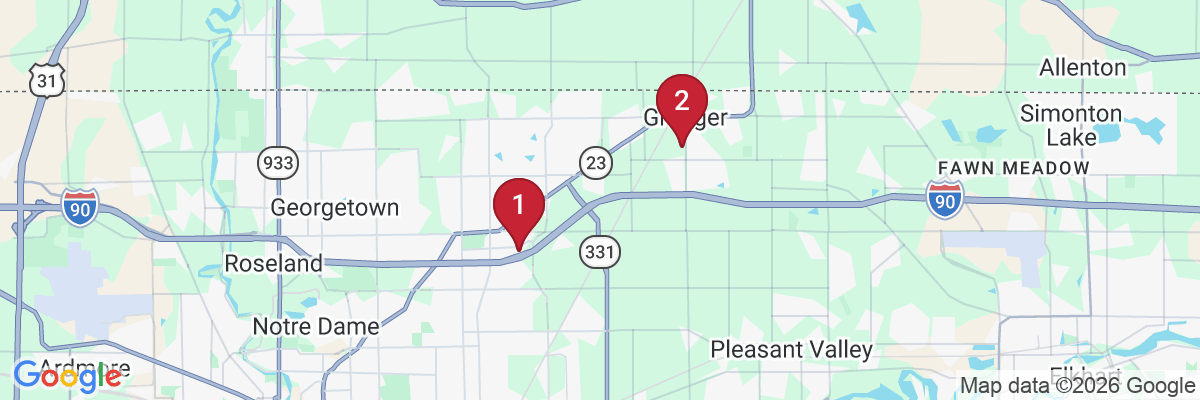 Map showing facility locations
