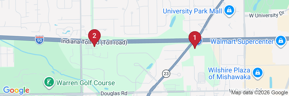 Map showing facility locations