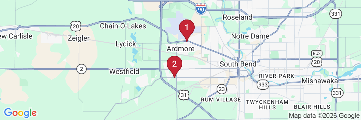 Map showing facility locations