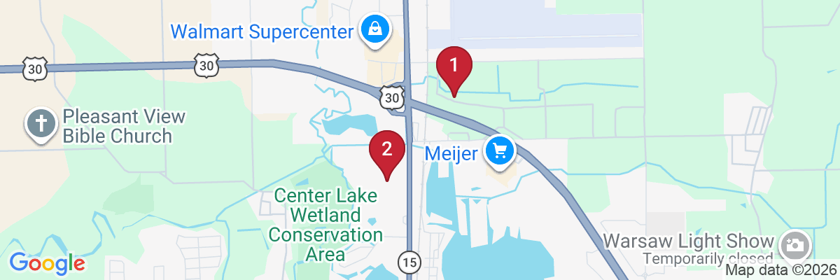Map showing facility locations