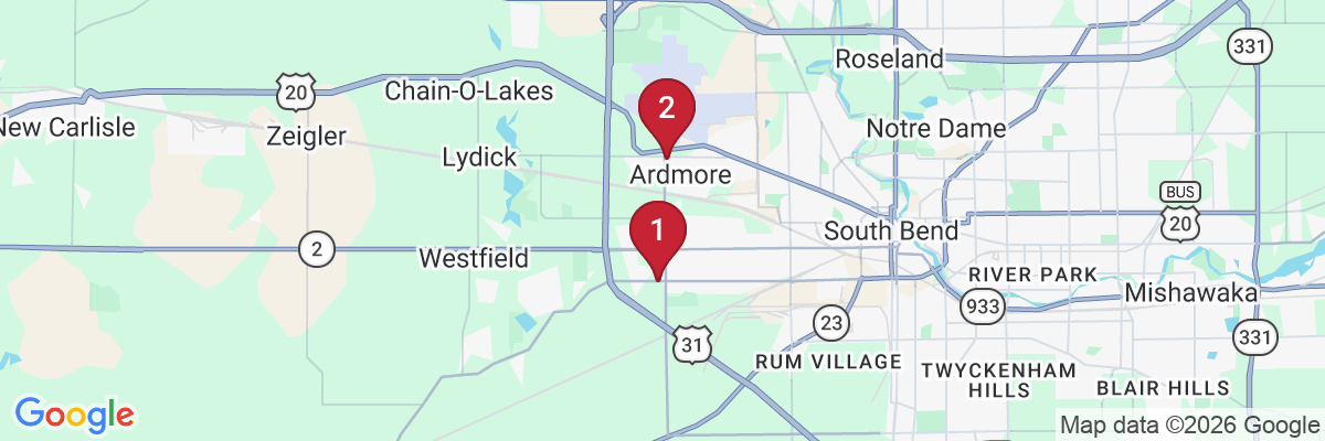 Map showing facility locations