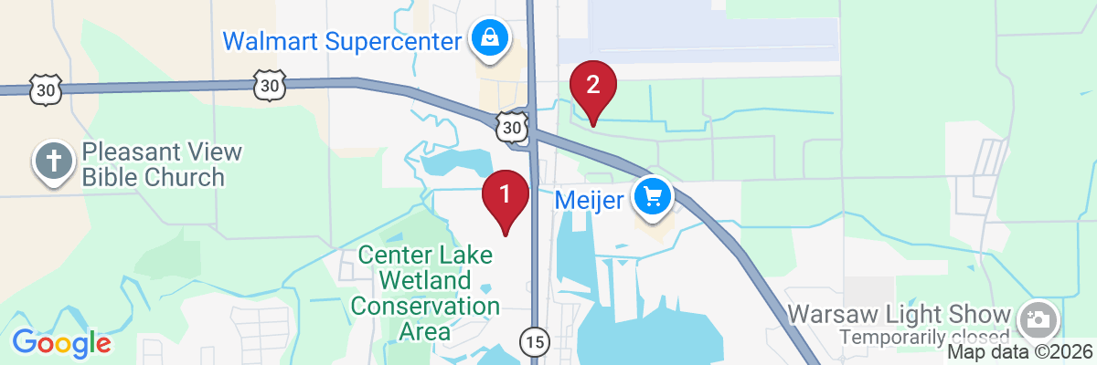 Map showing facility locations
