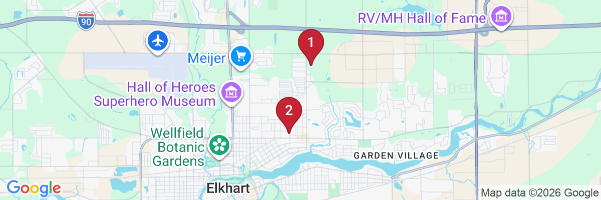 Map showing facility locations
