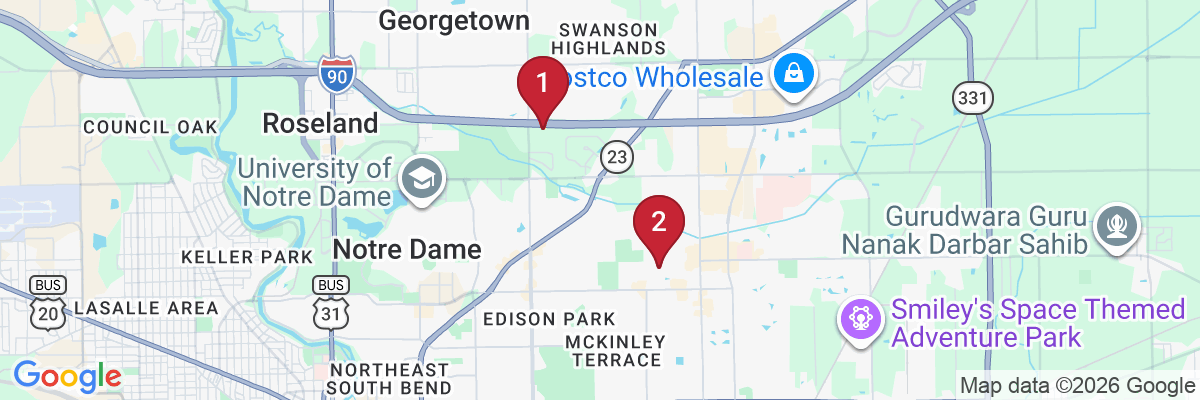 Map showing facility locations