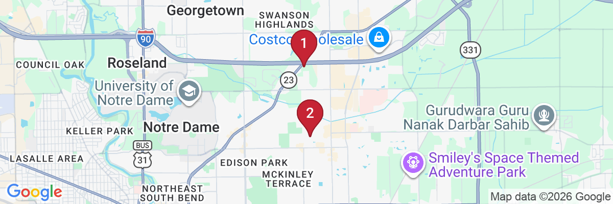 Map showing facility locations